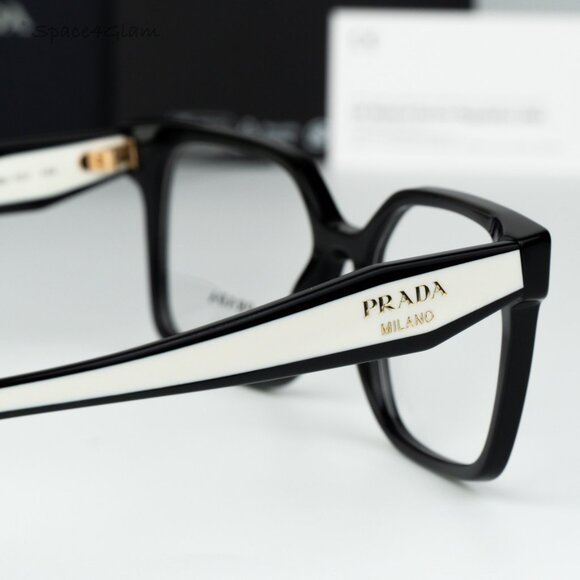 Prada Women Eyeglasses Black Demo Square PRB03V 16K1O1 NEW AUTHENTIC - Picture 5 of 8